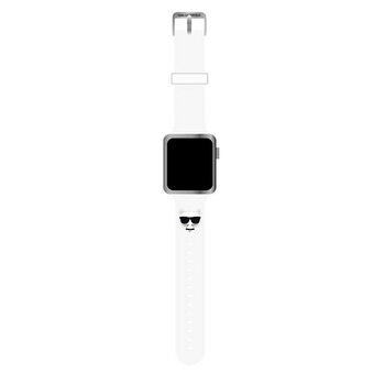 Karl Lagerfeld Pasek KLAWMSLCW Apple Watch 38/40/41mm wit/witte band Silicone Choupette Heads