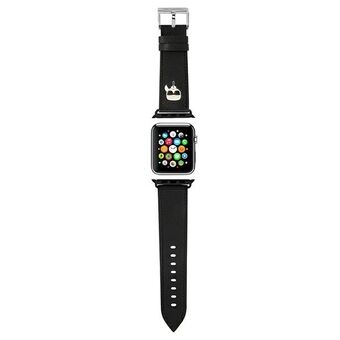 Karl Lagerfeld Pasek KLAWMOKHK Apple Watch 38/40/41mm zwarte/zwarte band Saffiano Karl Heads