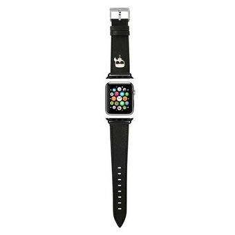 Karl Lagerfeld Pasek KLAWLOKHK Apple Watch 42/44/45/49mm zwart/black band Saffiano Karl Heads