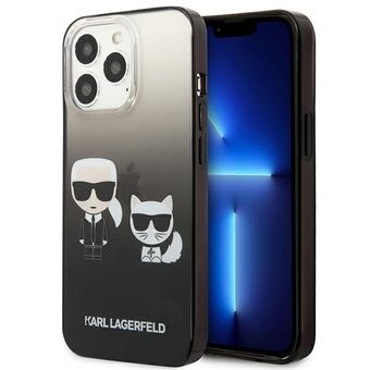 Karl Lagerfeld iPhone 13 Pro / iPhone 13 Hardcase Zwart Gradiënt Iconisch Karl & Choupette