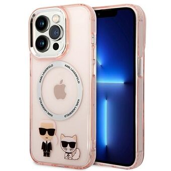 Karl Lagerfeld KLHMP14LHKCP iPhone 14 Pro 6.1" hardcase roze/roze Karl & Choupette Aluminium Magsafe