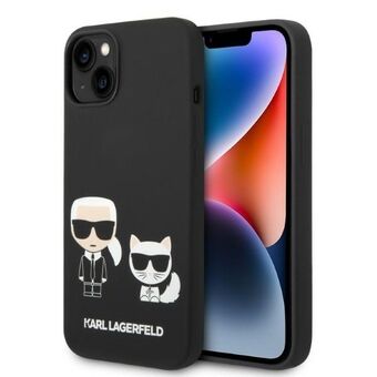 Karl Lagerfeld KLHMP14SSSKCK iPhone 14 6.1" hardcase zwart / zwart vloeibare siliconen Karl & Choupette Magsafe