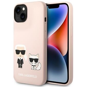 Karl Lagerfeld KLHMP14SSSKCI iPhone 14 / 15 / 13 6,1" hardcase lichtroze Silicone Karl & Choupette Magsafe