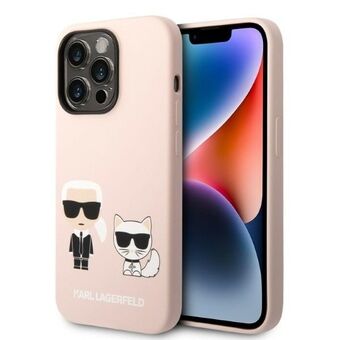 Karl Lagerfeld KLHMP14LSSKCI iPhone 14 Pro 6.1" hardcase lichtroze/roze Siliconen Karl & Choupette Magsafe