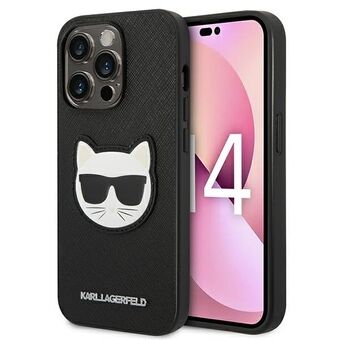 Karl Lagerfeld KLHCP14LSAPCHK iPhone 14 Pro 6.1" hardcase zwart/zwart Saffiano Choupette Head Patch