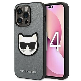 Karl Lagerfeld KLHCP14LSAPCHG iPhone 14 Pro 6.1" hardcase zilver/zilver Saffiano Choupette Head Patch