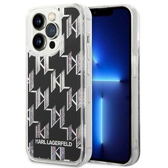 Karl Lagerfeld KLHCP14LLMNMK iPhone 14 Pro 6.1" hardcase zwart/zwart vloeibaar glitter monogram