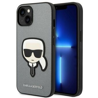 Karl Lagerfeld KLHCP14SSAPKHG iPhone 14 / 15 / 13 6,1" zilver/silver hardcase Saffiano Karl`s Head Patch