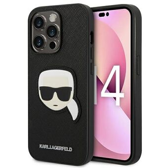 Karl Lagerfeld KLHCP14LSAPKHK iPhone 14 Pro 6.1" zwart/zwart hardcase Saffiano Karl\'s Head Patch