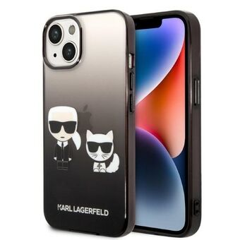 Karl Lagerfeld KLHCP14STGKCK iPhone 14 / 15 / 13 6,1" hardcase zwart/zwarte Gradient Ikonik Karl & Choupette