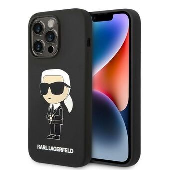 Karl Lagerfeld KLHCP14LSNIKBCK iPhone 14 Pro 6.1" hardcase zwart/zwart Silicone Ikonik