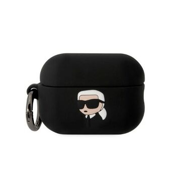 Karl Lagerfeld KLAP2RUNIKK AirPods Pro 2 (2022/2023) hoesje zwart Silicone Karl Head 3D