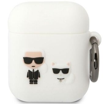 Karl Lagerfeld KLACA2SILKCW AirPods 1/2 hoesje, witte siliconen Karl & Choupette