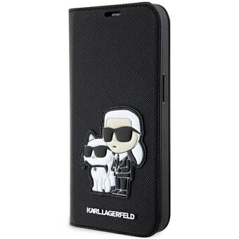 Karl Lagerfeld KLBKP14LSANKCPK iPhone 14 Pro 6.1" plank zwart/zwart Saffiano Karl & Choupette