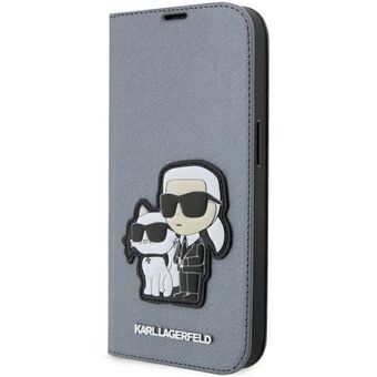 Karl Lagerfeld KLBKP14LSANKCPG iPhone 14 Pro 6.1" plank zilver/zilver Saffiano Karl & Choupette