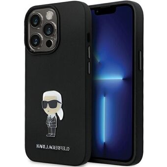 Karl Lagerfeld KLHCP13LSMHKNPK iPhone 13 Pro / 13 6.1" zwart/zwart siliconen Ikonik metalen pin