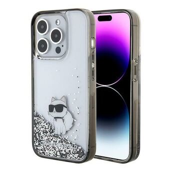 Karl Lagerfeld KLHCP15LLKCNSK iPhone 15 Pro 6.1" transparante hardcase Liquid Glitter Choupette.