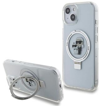 Karl Lagerfeld KLHMP15SHMRSKCH iPhone 15 / 14 / 13 6.1" wit/witte hardcase Ring Stand Karl&Choupettte MagSafe