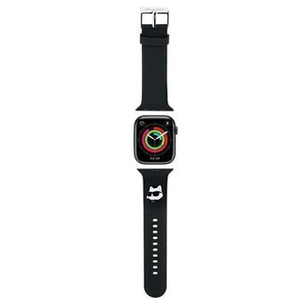 Karl Lagerfeld Pasek KLAWMSLCNK Apple Watch 38/40/41mm zwarte band 3D Rubber Choupette Hoofden