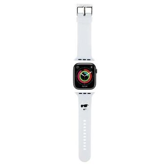 Karl Lagerfeld Pasek KLAWLSLCNH Apple Watch 42/44/45/49mm wit/witte riem 3D Rubber Choupette Hoofd