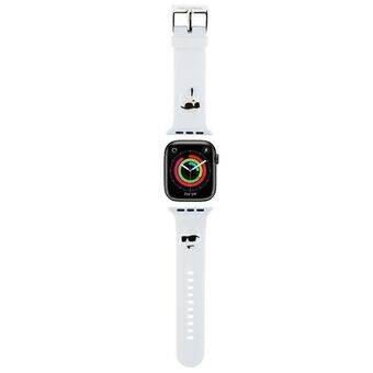 Karl Lagerfeld Pasek KLAWLSLKCNH Apple Watch 42/44/45/49mm wit/witte band 3D Rubber Karl&Choupette Heads