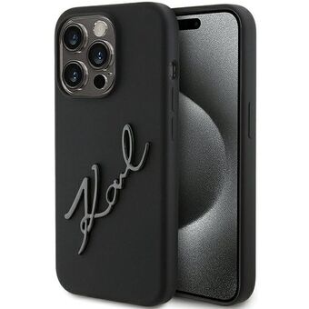 Karl Lagerfeld KLHCP15LSKSBMCK iPhone 15 Pro 6.1" zwarte hardcase siliconen hoesje met Karl Script