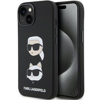 Karl Lagerfeld KLHCP15SSDHKCNK iPhone 15 / 14 / 13 6.1" zwart Siliconen Karl&Choupette hoofd