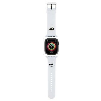 Karl Lagerfeld Pasek KLAWMSLKCNH Apple Watch 38/40/41mm witte/witte band 3D rubberen Karl&Choupette hoofden