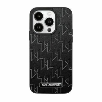 Karl Lagerfeld KLHMP15XPKHPORPK iPhone 15 Pro Max 6.7" hardcase zwart/zwart leren monogram metalen logo