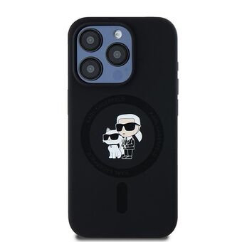 Karl Lagerfeld KLHMP13LSCMKCRHK iPhone 13 Pro / 13 6.1" zwarte hardcase Siliconen Karl & Choupette MagSafe