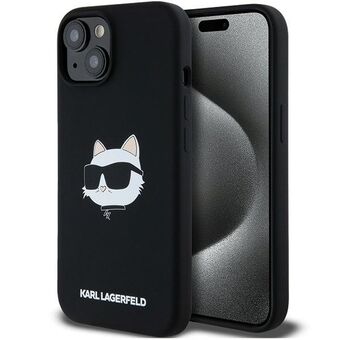 Karl Lagerfeld KLHMP15SSCHPPLK iPhone 15 / 14 / 13 6.1" zwarte hardcase Siliconen Choupette Hoofd MagSafe