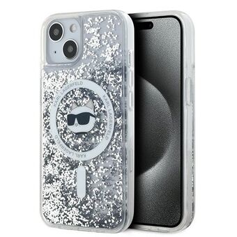 Karl Lagerfeld KLHMP13MLGCHSGH iPhone 13 6.1" hardcase transparant Liquid Glitter Choupette Head Magsafe.