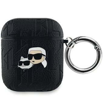 Karl Lagerfeld KLA2PGKCPK AirPods 1/2 hoesje zwart Monogram Karl & Choupette Hoofd.