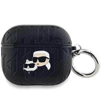 Karl Lagerfeld KLA3PGKCPK AirPods 3 hoesje zwart Monogram Karl & Choupette hoofd