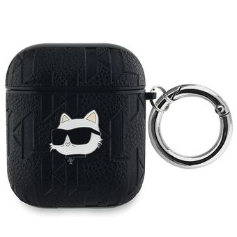 Karl Lagerfeld KLA2PGCHPK AirPods 1/2 hoesje czarny/zwart Monogram Choupette Hoofd