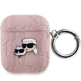 Karl Lagerfeld KLA2PGKCPP AirPods 1/2 hoesje roze Monogram Karl & Choupette Head