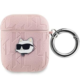 Karl Lagerfeld KLA2PGCHPP AirPods 1/2 hoesje in roze Monogram Choupette Head