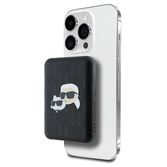 Karl Lagerfeld Powerbank inductie KLPB5FPGKSKCHK 15W 5000mAh zwart/black Karl&Choupette Hoofd Pin MagSafe