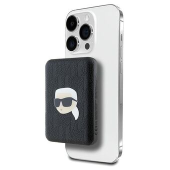 Karl Lagerfeld Powerbank inductie KLPB5FPGKSKIHK 15W 5000mAh zwart/black Karl Head Pin MagSafe