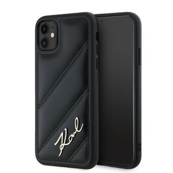 Karl Lagerfeld KLHCN61PQDSMGK iPhone 11 / Xr 6.1" zwart hardcase Diagonal Quilted Script