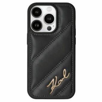 Karl Lagerfeld KLHCP13MPQDSMGK iPhone 13 6.1" zwart hardcase Diagonal Quilted Script