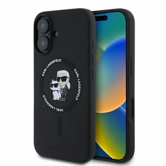 Karl Lagerfeld KLHMP16SSCMKCRHK iPhone 16 6.1" zwart/black hardcase Silicone KC Heads Ring MagSafe