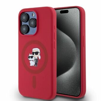 Karl Lagerfeld KLHMP15LSCMKCRHR iPhone 15 Pro 6.1" rood/red hardcase Silicone KC Heads Ring MagSafe