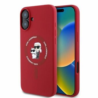 Karl Lagerfeld KLHMP16SSCMKCRHR iPhone 16 6.1" rood/red hardcase Siliconen Karl&Choupette Ring MagSafe