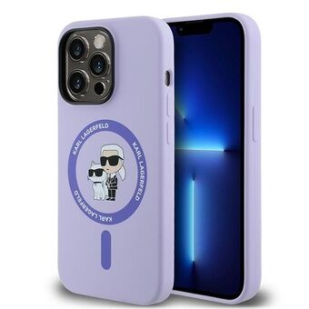 Karl Lagerfeld KLHMP14LSCMKCRHU iPhone 14 Pro 6.1" paars/purple hardcase Siliconen Karl&Choupette Heads Ring MagSafe