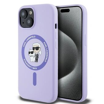 Karl Lagerfeld KLHMP15SSCMKCRHU iPhone 15 6.1" paars/purple hardcase Silicone Karl&Choupette Heads Ring MagSafe