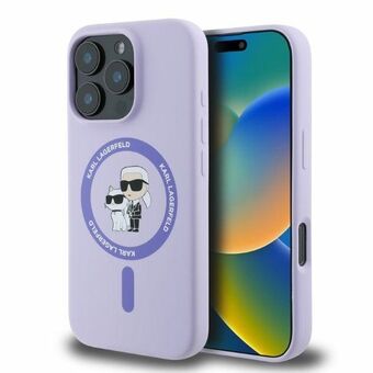 Karl Lagerfeld KLHMP16LSCMKCRHU iPhone 16 Pro 6.3" paars/purple hardcase Silicone KC Heads Ring MagSafe