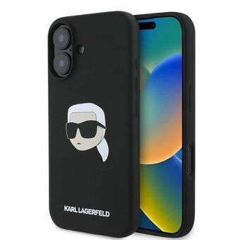 Karl Lagerfeld KLHMP16SSKHPPLK iPhone 16 6.1" zwart/black hardcase Silicone Karl Head Print MagSafe