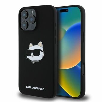 Karl Lagerfeld KLHMP16XSCHPPLK iPhone 16 Pro Max 6.9" zwart/black hardcase Silicone Choupette Head Print MagSafe