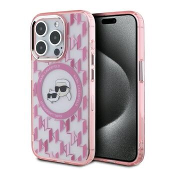 Karl Lagerfeld KLHMP15LHMCKMHP iPhone 15 Pro 6.1" roze/pink IML Monogram Karl&Choupette Head MagSafe